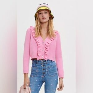 Maje pink pearl button cardigan